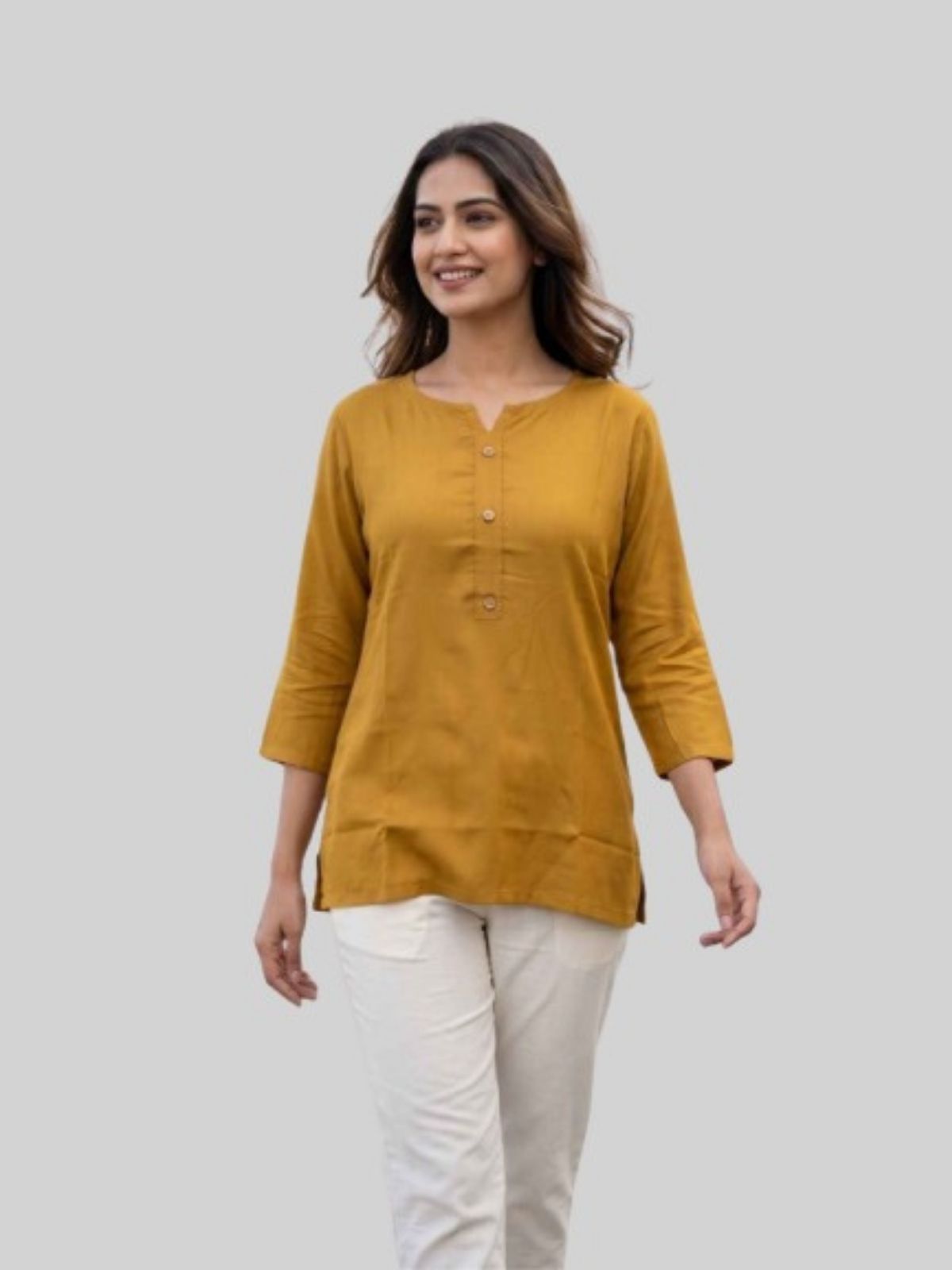 Women Coffee & Camel Rayon Short Kurti