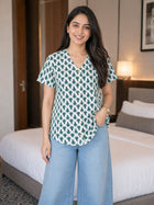Jaipuri Green Butti Printed Cotton Top-01