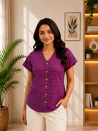 Jaipuri Magenta Printed Cotton Top-017