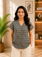 Jaipuri Cream Printed Cotton Top-08
