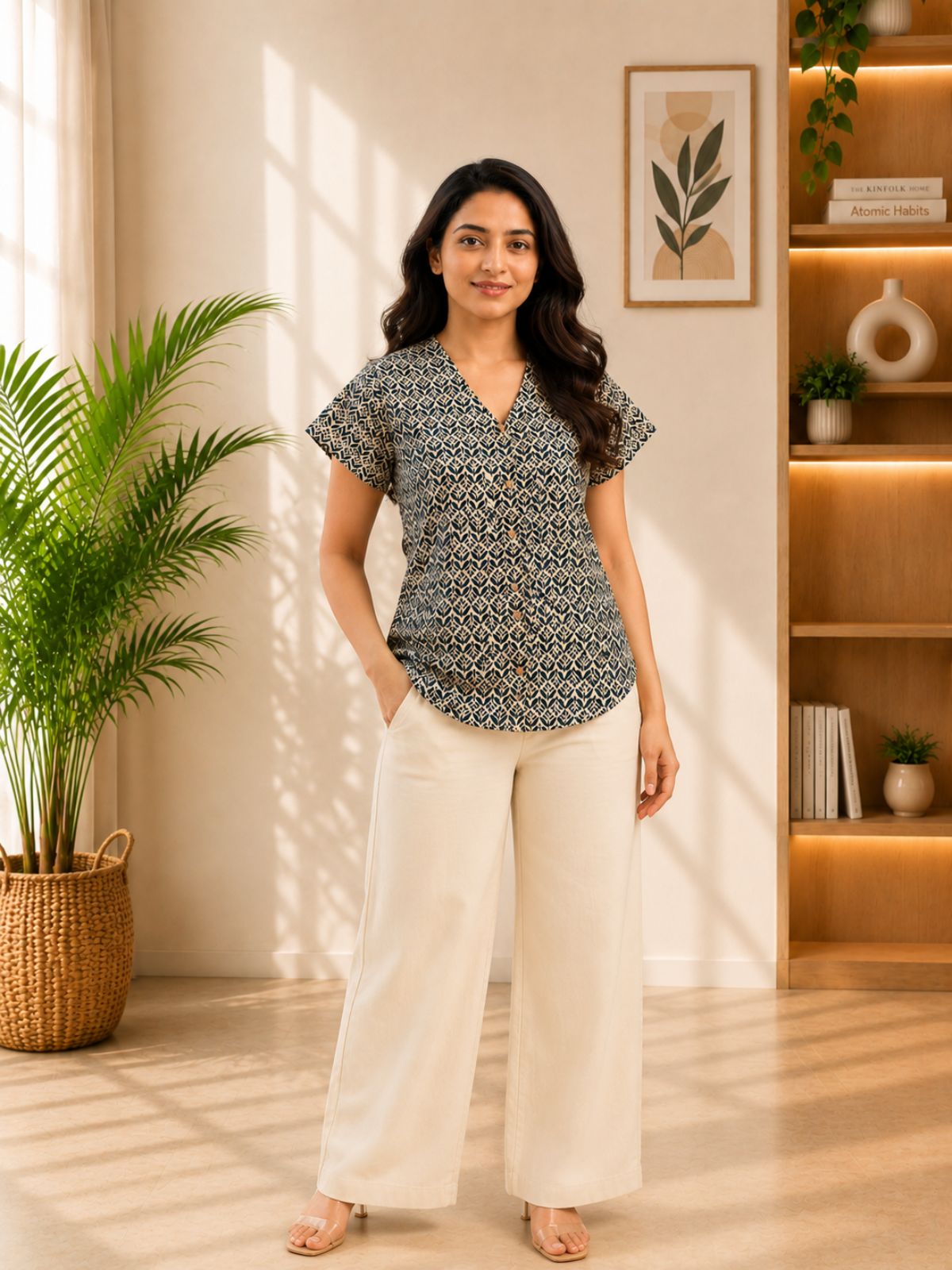 Jaipuri Cream Printed Cotton Top-08