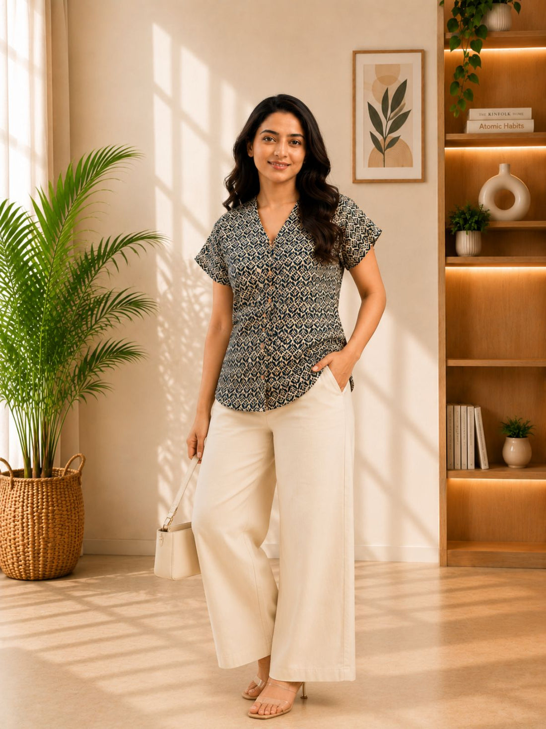 Jaipuri Cream Printed Cotton Top-08