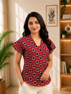 Jaipuri Red Printed Cotton Top-09