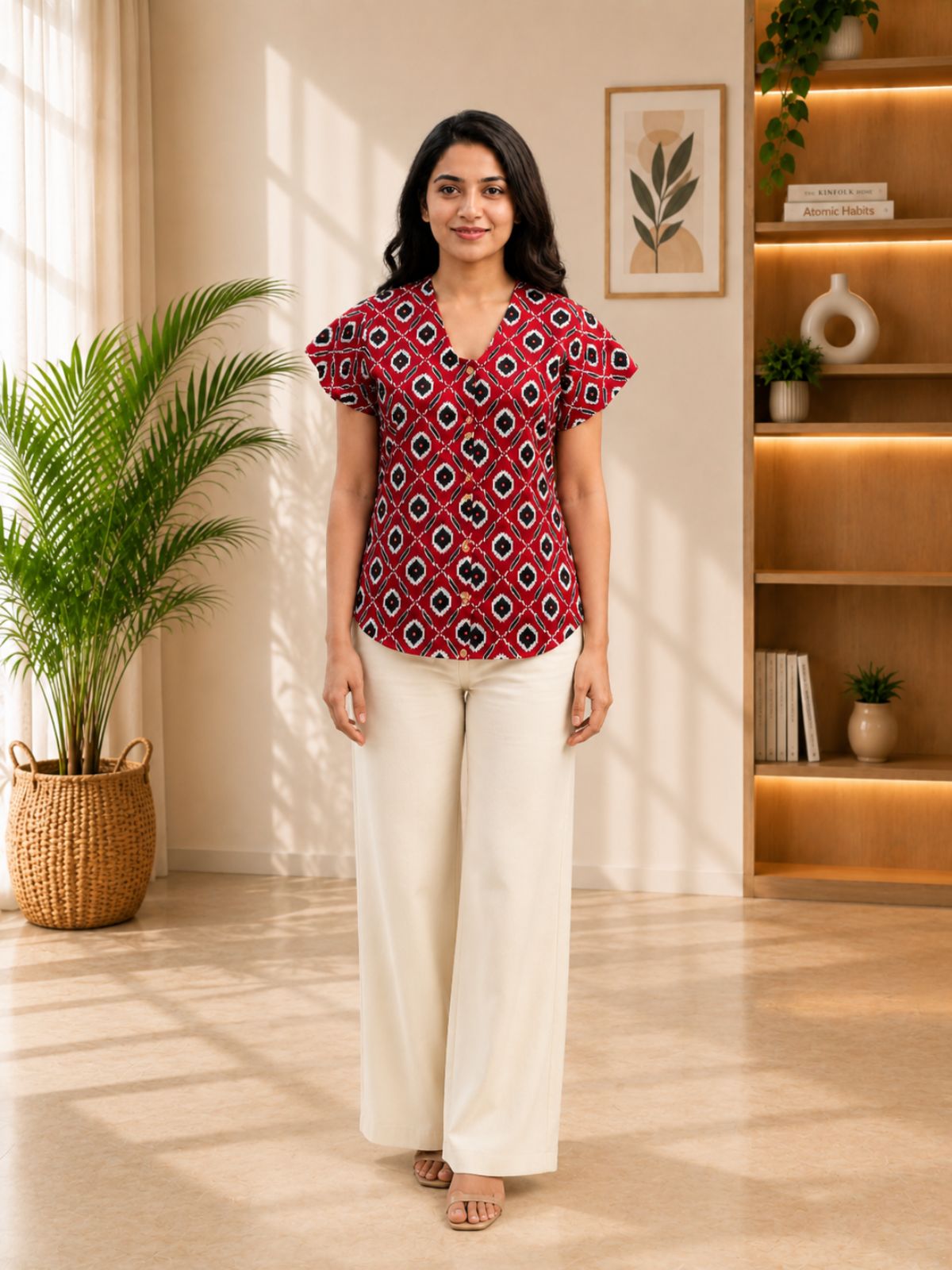 Jaipuri Red Printed Cotton Top-09
