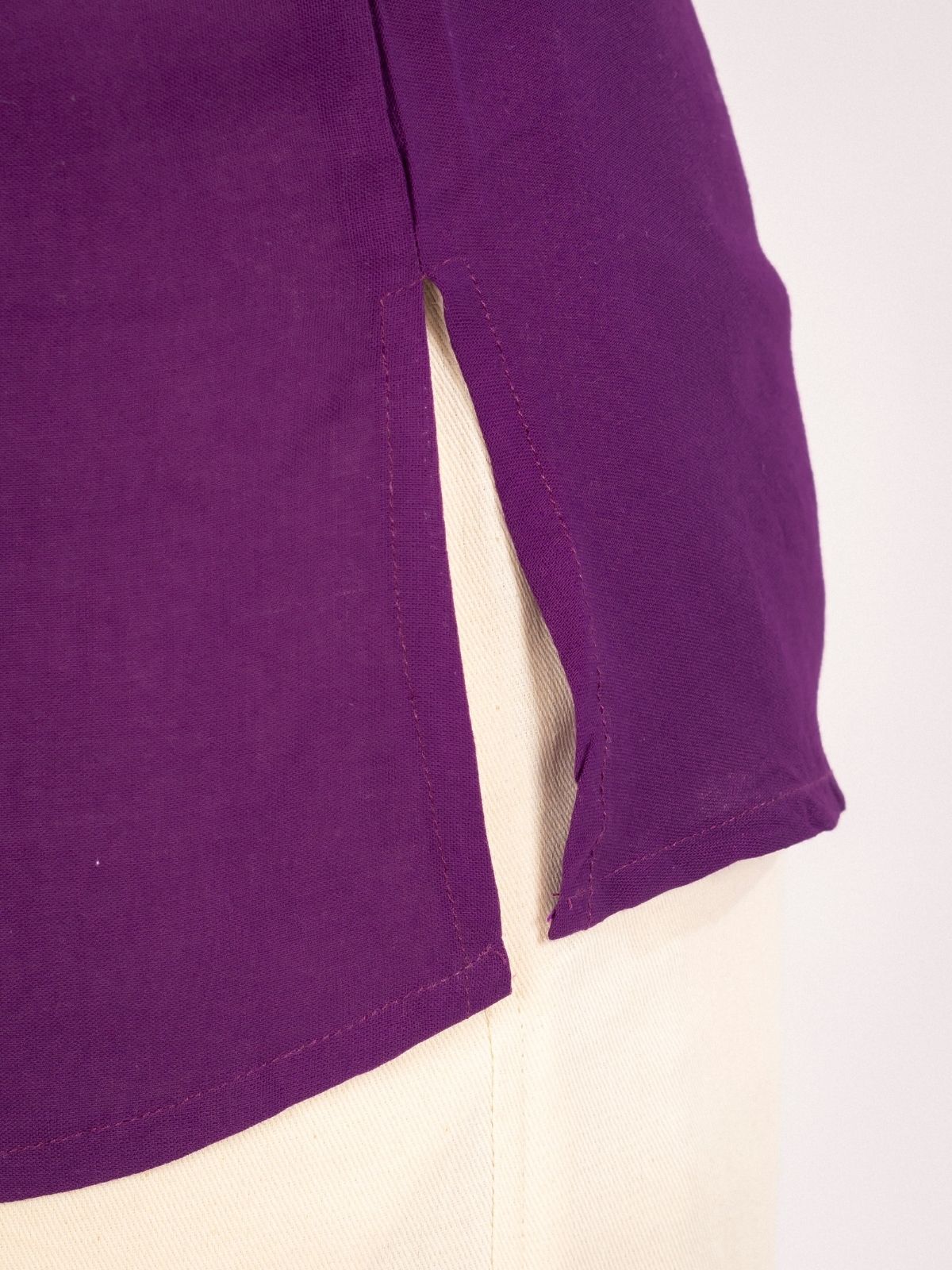Purple Viscose Gathered Neckline Tops