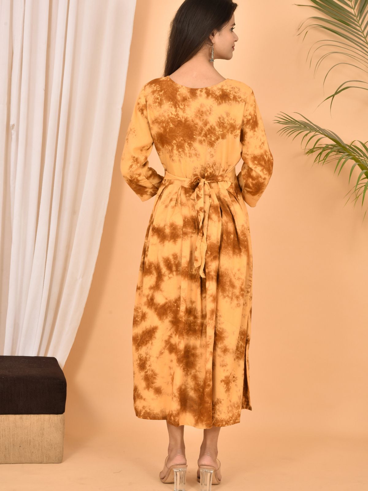 Beige Printed Maxi Dress