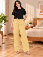 Beige Cotton Solid Payjama Pants