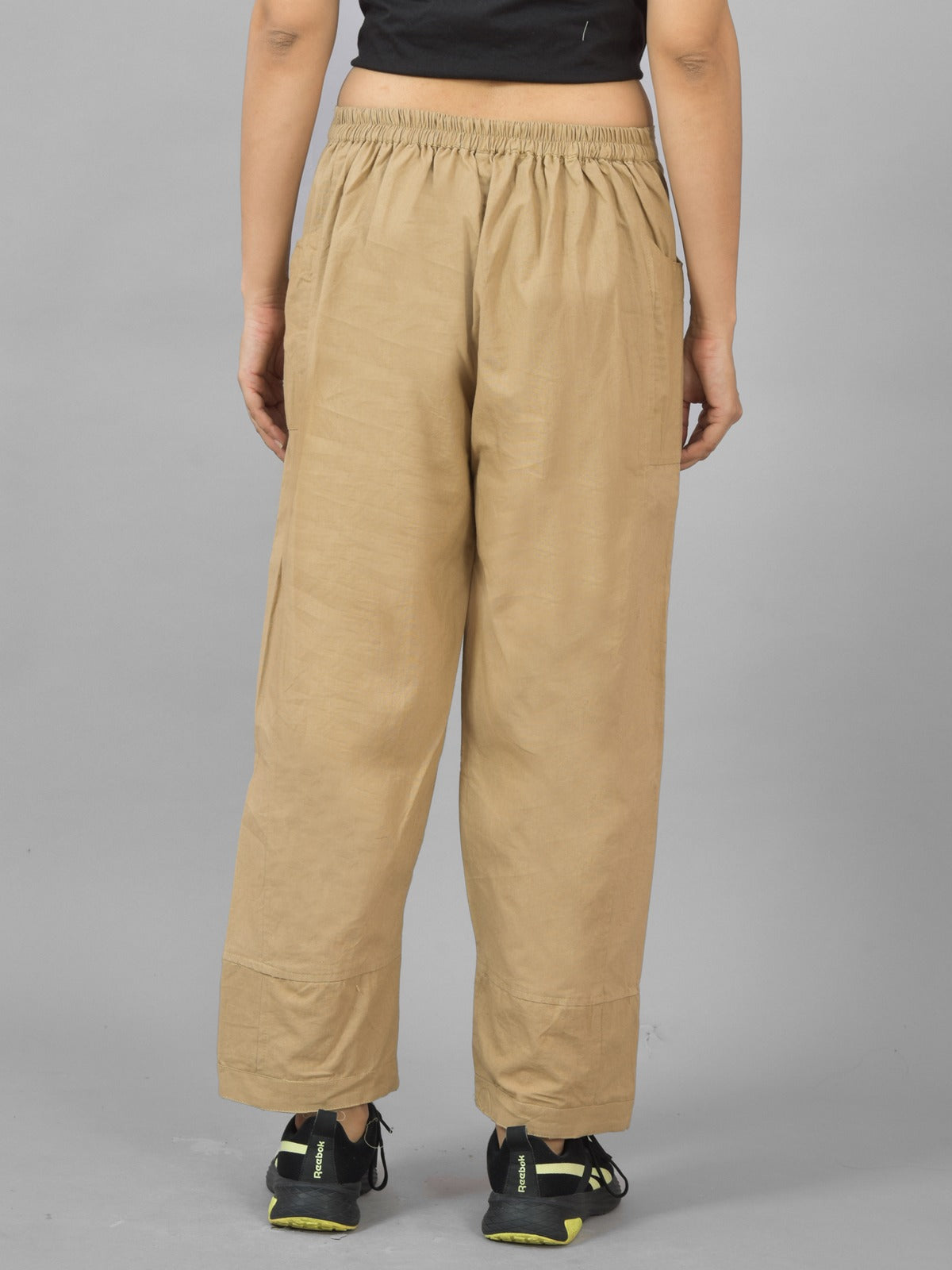 Beige Side Pocket Pure Cotton Straight Cargo Pant