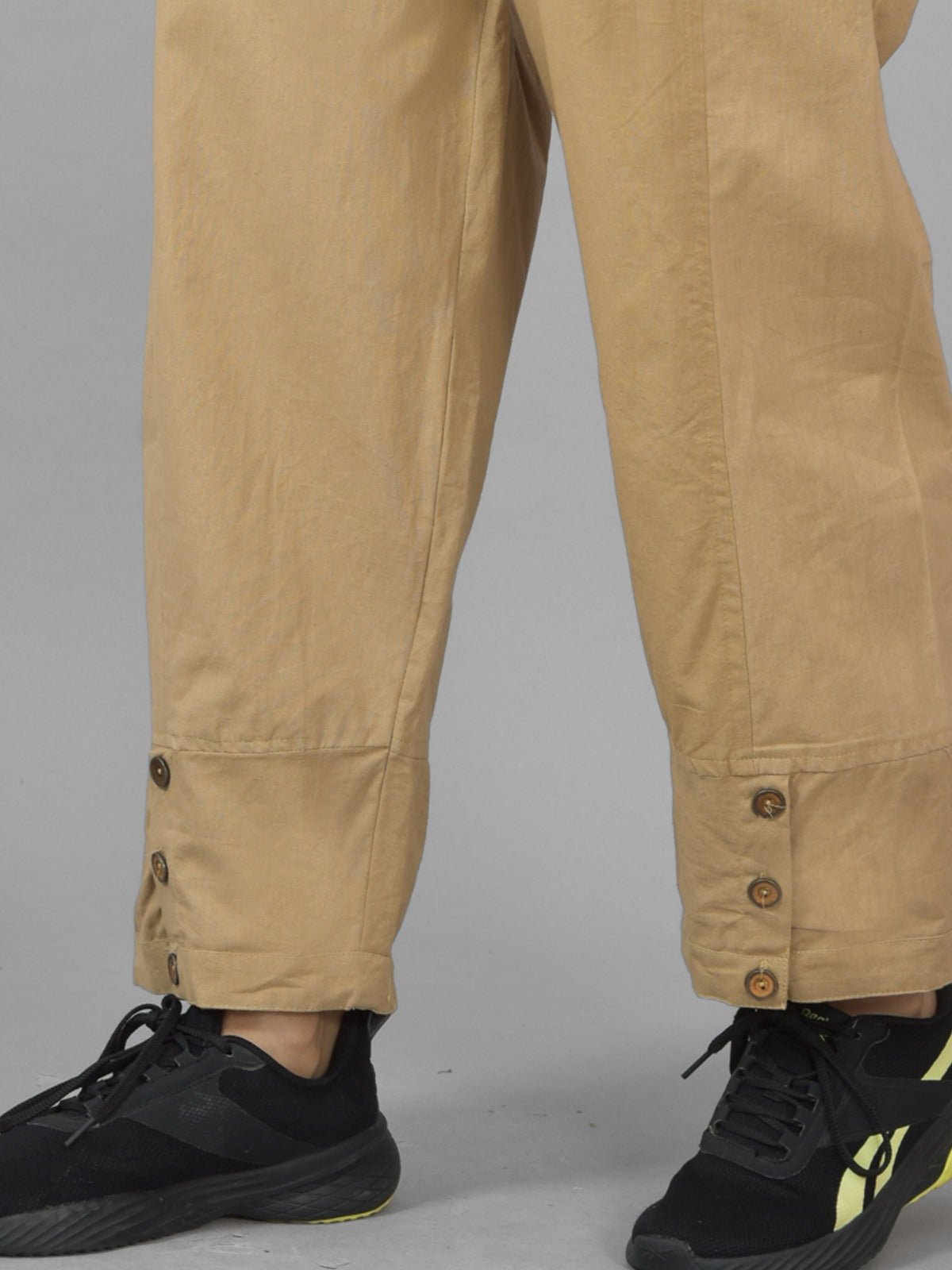 Beige Side Pocket Pure Cotton Straight Cargo Pant
