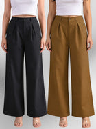 Black & Brown-Cotton Wide Leg Pants Combo
