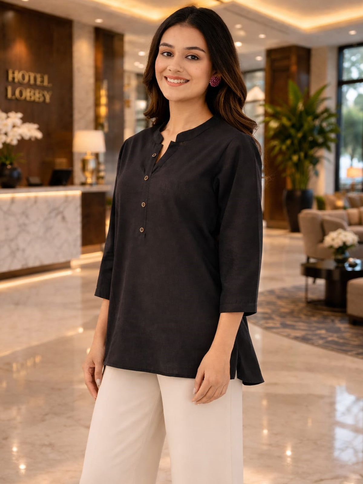 Black Everyday Cotton Tops