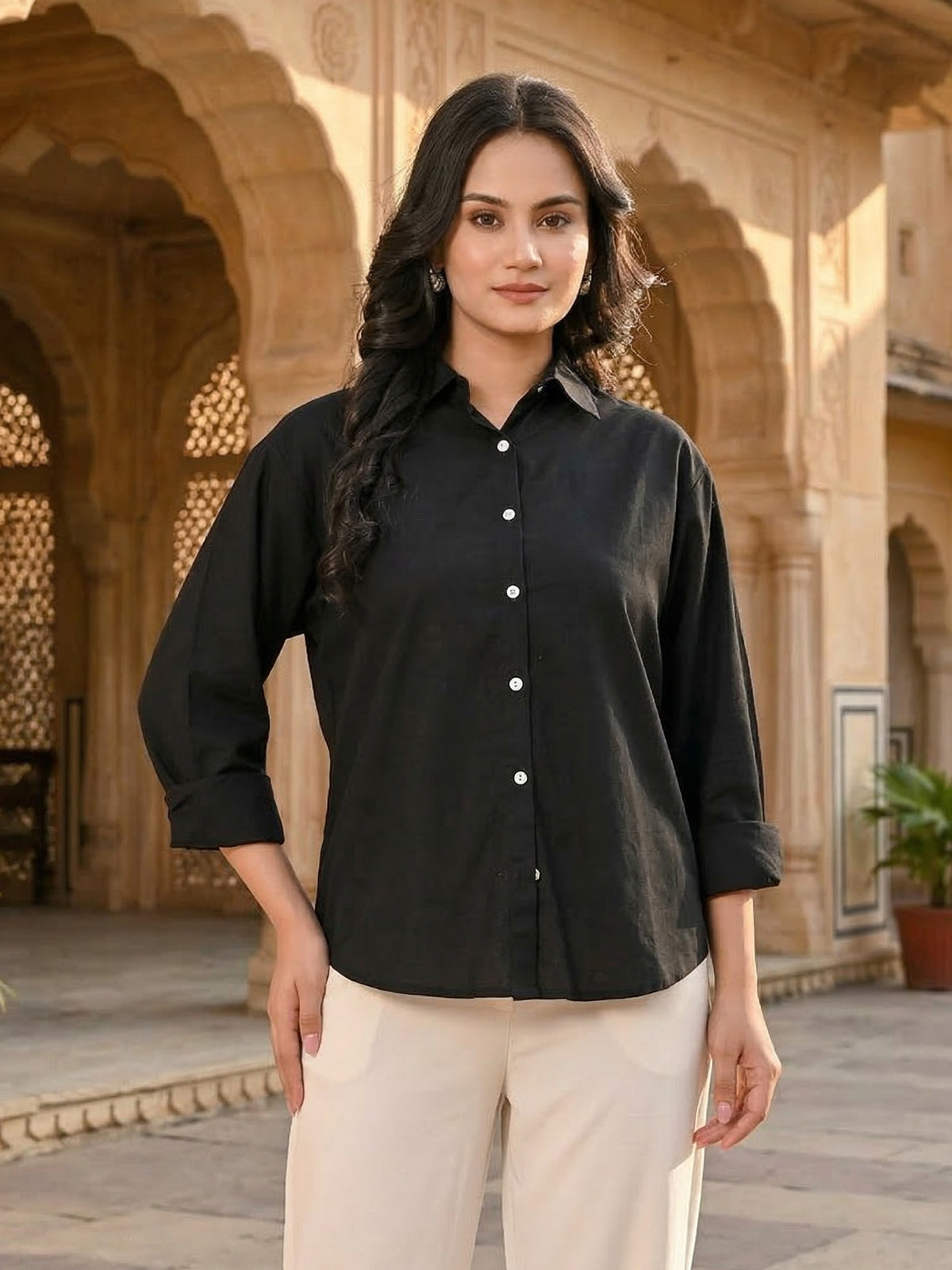 Black Oversized Cotton Shirt