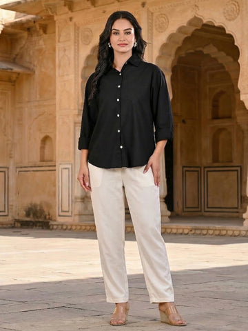 Black Oversized Cotton Shirt