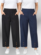 Black & NavyBlue Cotton Straight Cargo Pant Combo