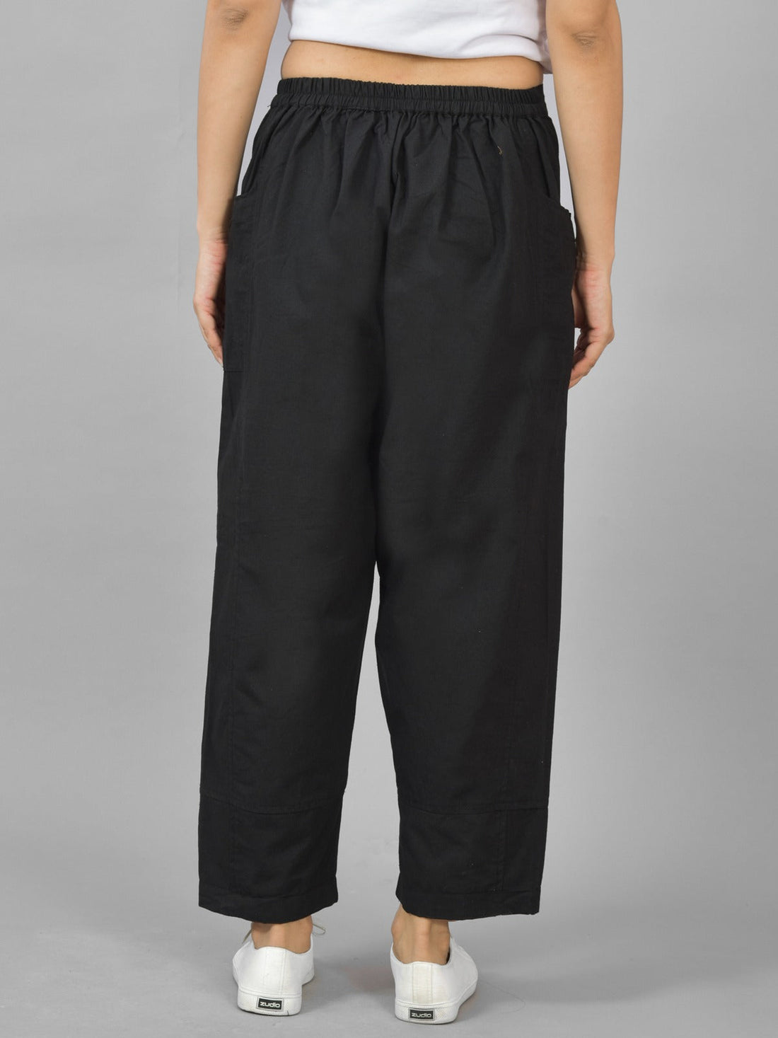 Black Side Pocket Pure Cotton Straight Cargo Pant