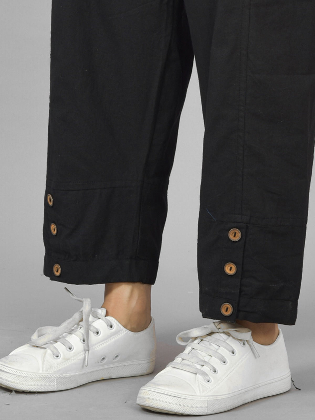 Black Side Pocket Pure Cotton Straight Cargo Pant