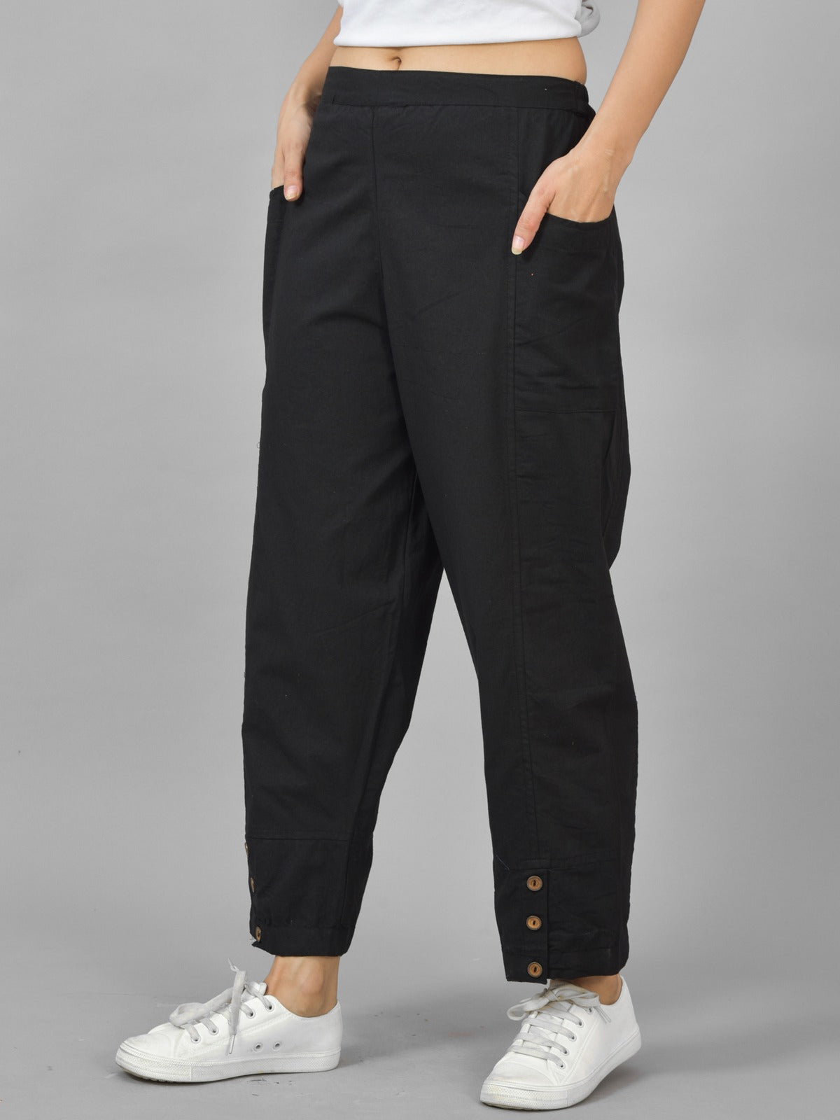 Black & Wine Cotton Straight Cargo Pant Combo