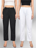 Black & White Regular Fit Cotton Formal Trouser Combo