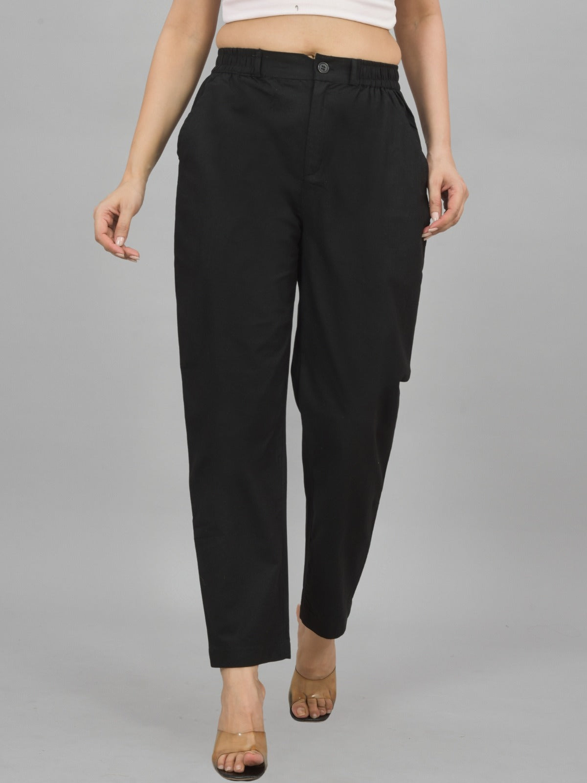 Black Regular Fit Cotton Formal Trouser