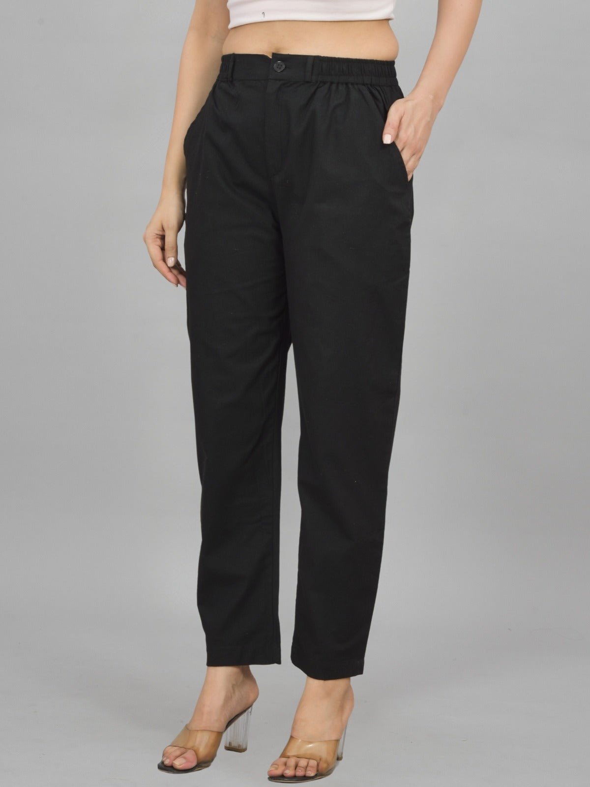 Black Regular Fit Cotton Formal Trouser