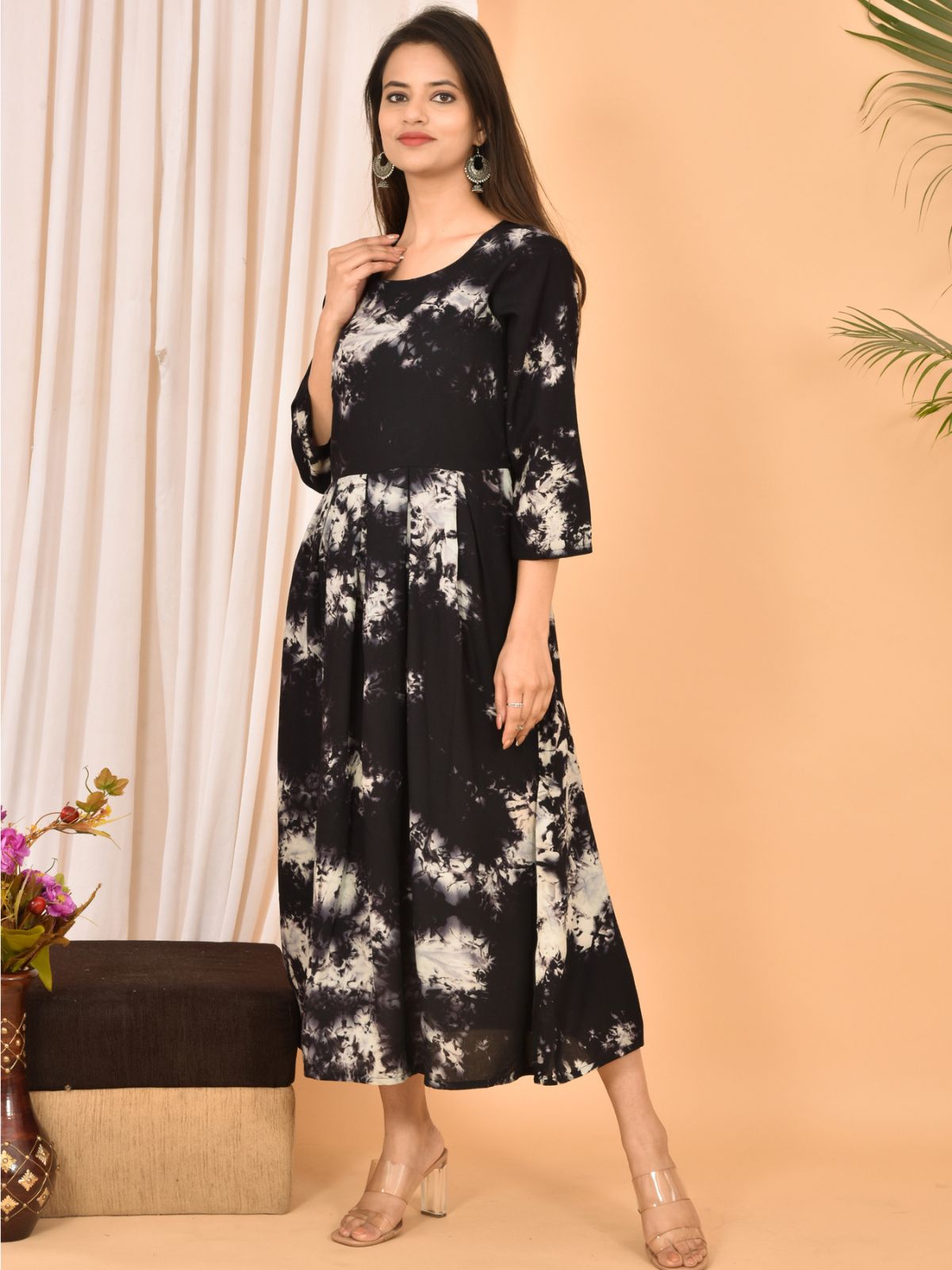 Black Printed Maxi Dress