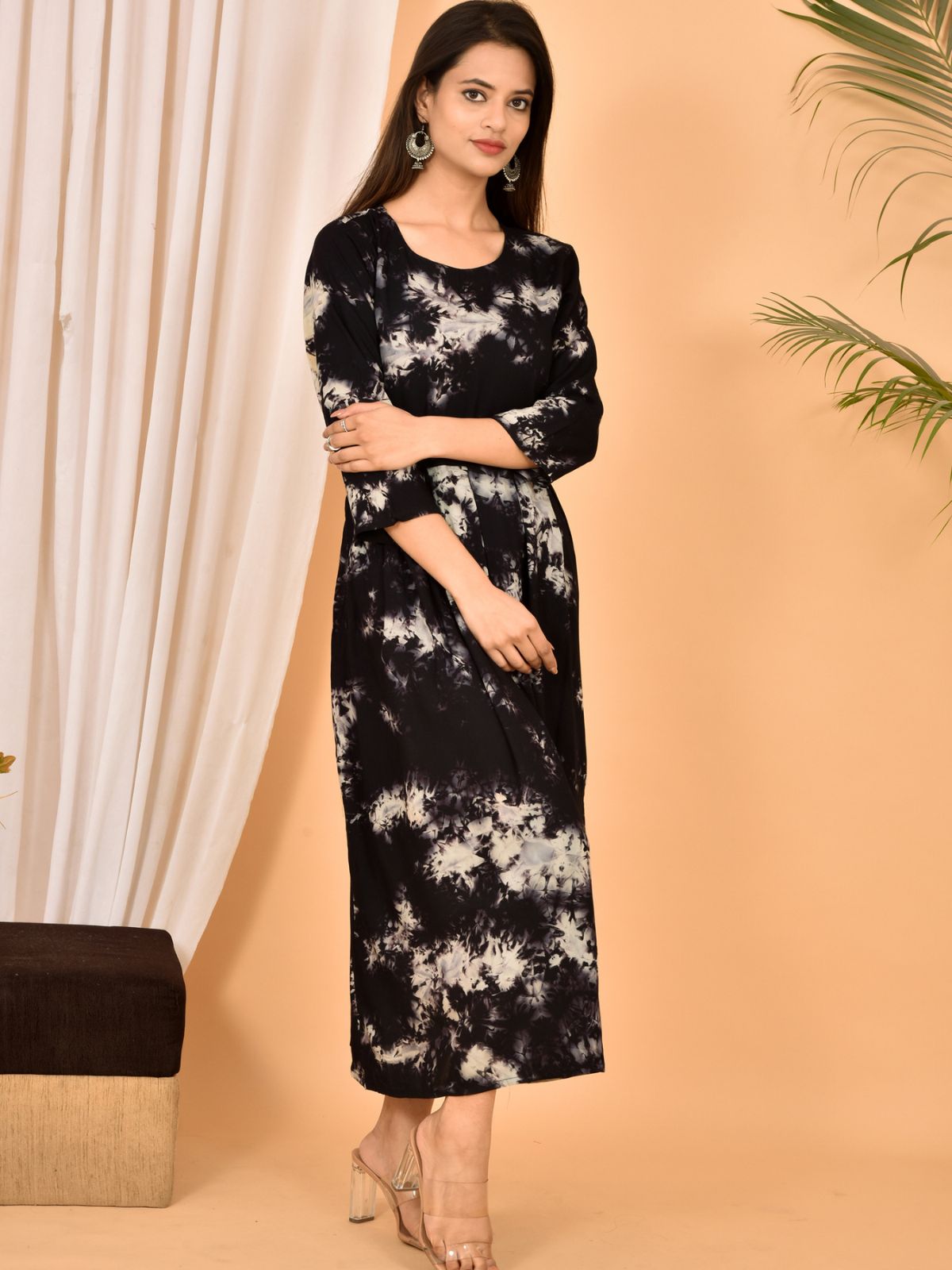 Black Printed Maxi Dress