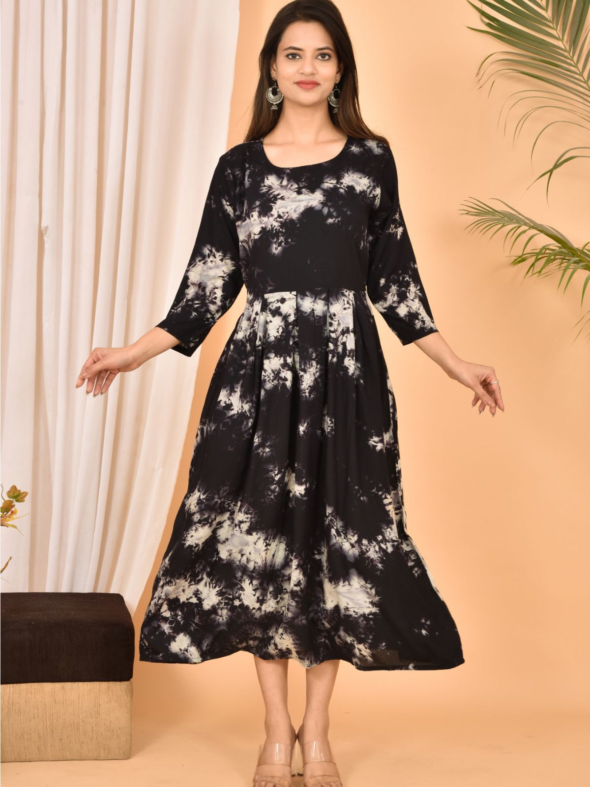 Black Printed Maxi Dress