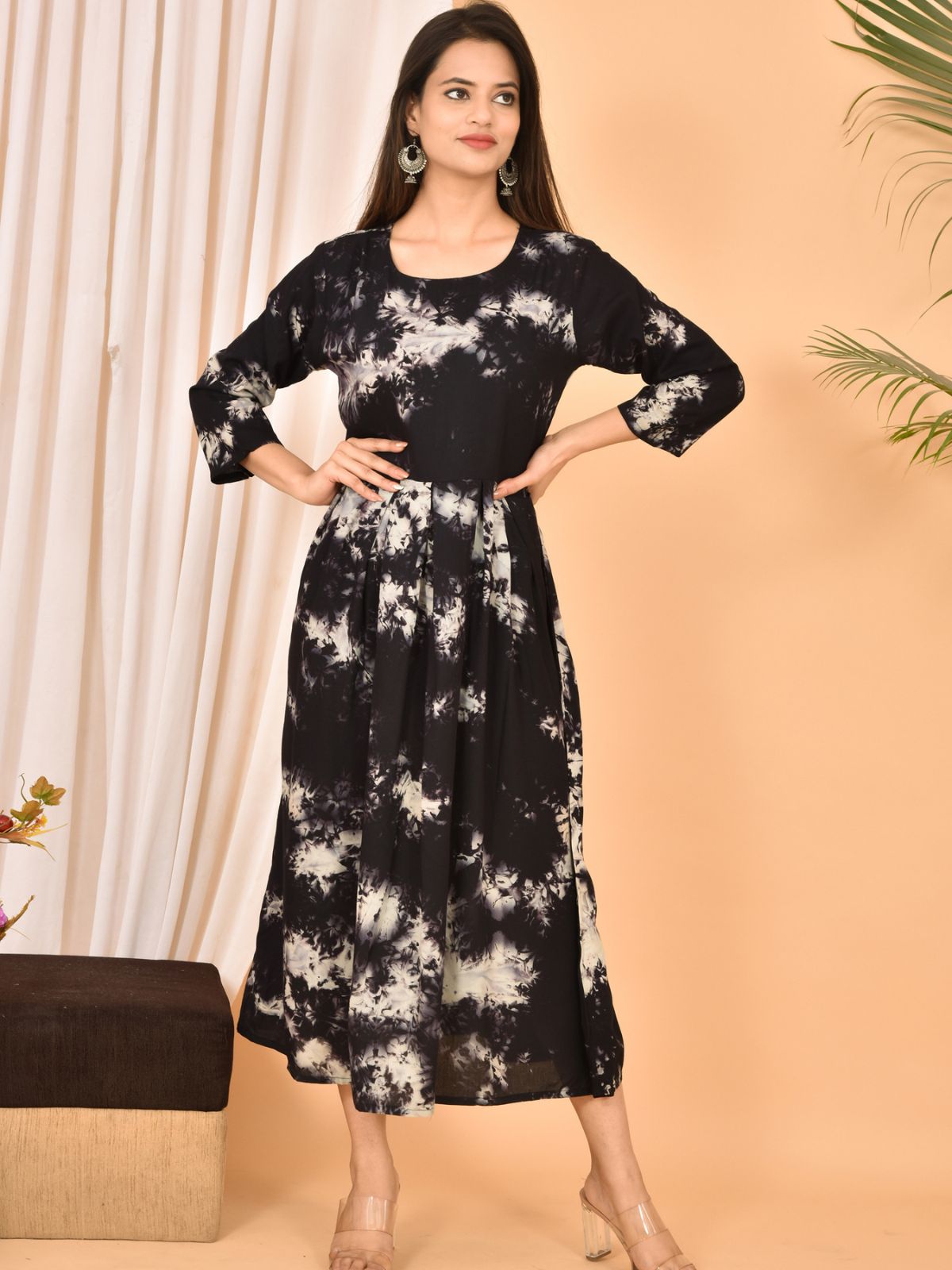 Black Printed Maxi Dress