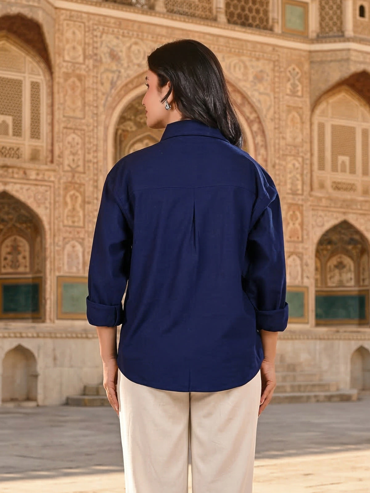 NavyBlue Oversized Cotton Shirt