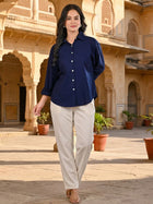 NavyBlue Oversized Cotton Shirt