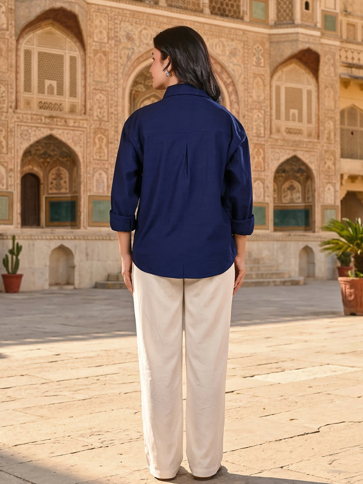 NavyBlue Oversized Cotton Shirt