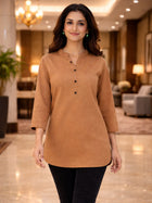 Brown Everyday Cotton Tops