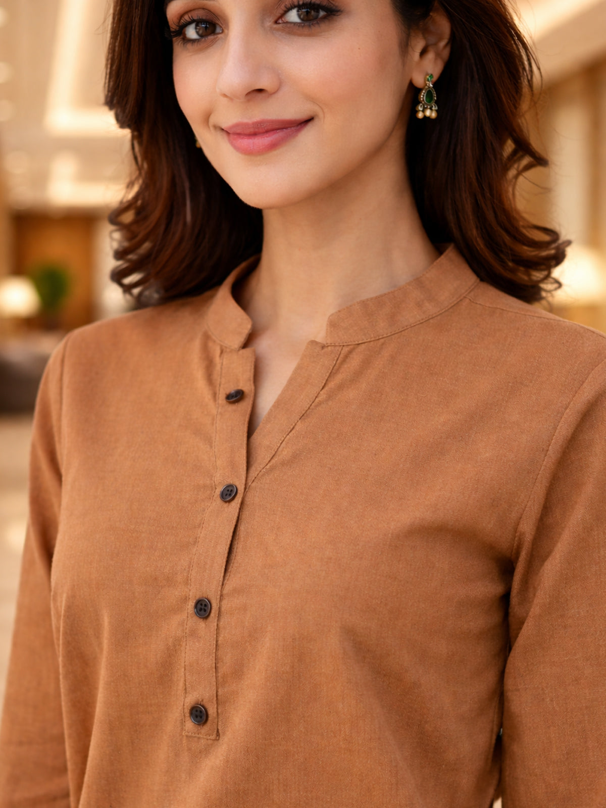 Brown Everyday Cotton Tops