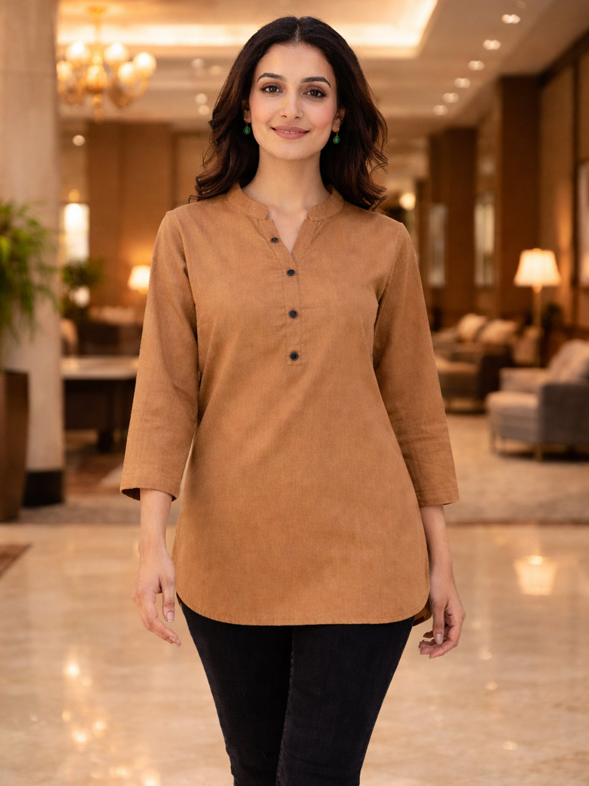 Brown Everyday Cotton Tops