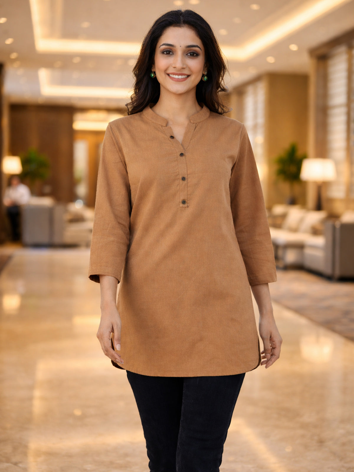 Brown Everyday Cotton Tops