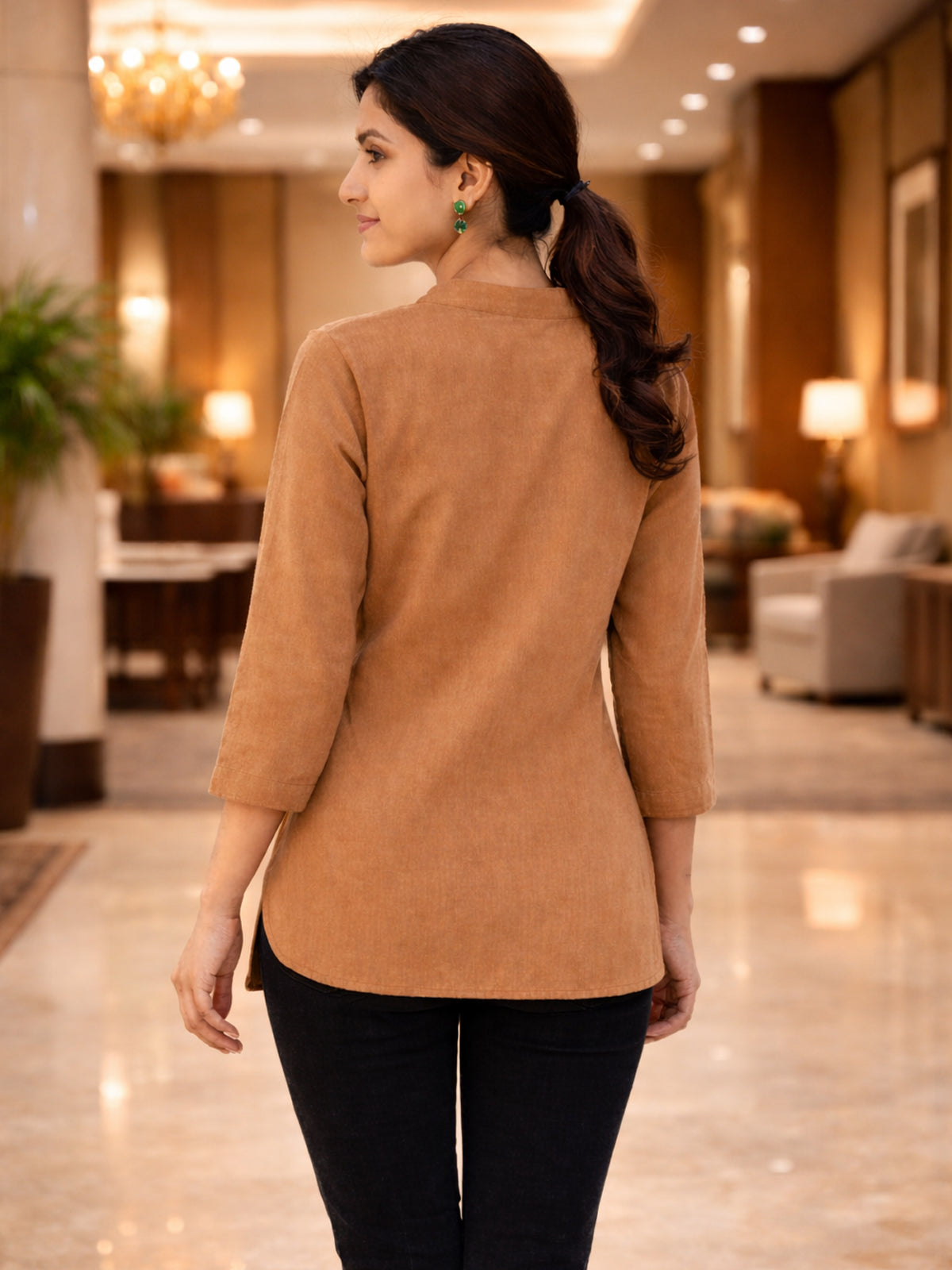Brown Everyday Cotton Tops