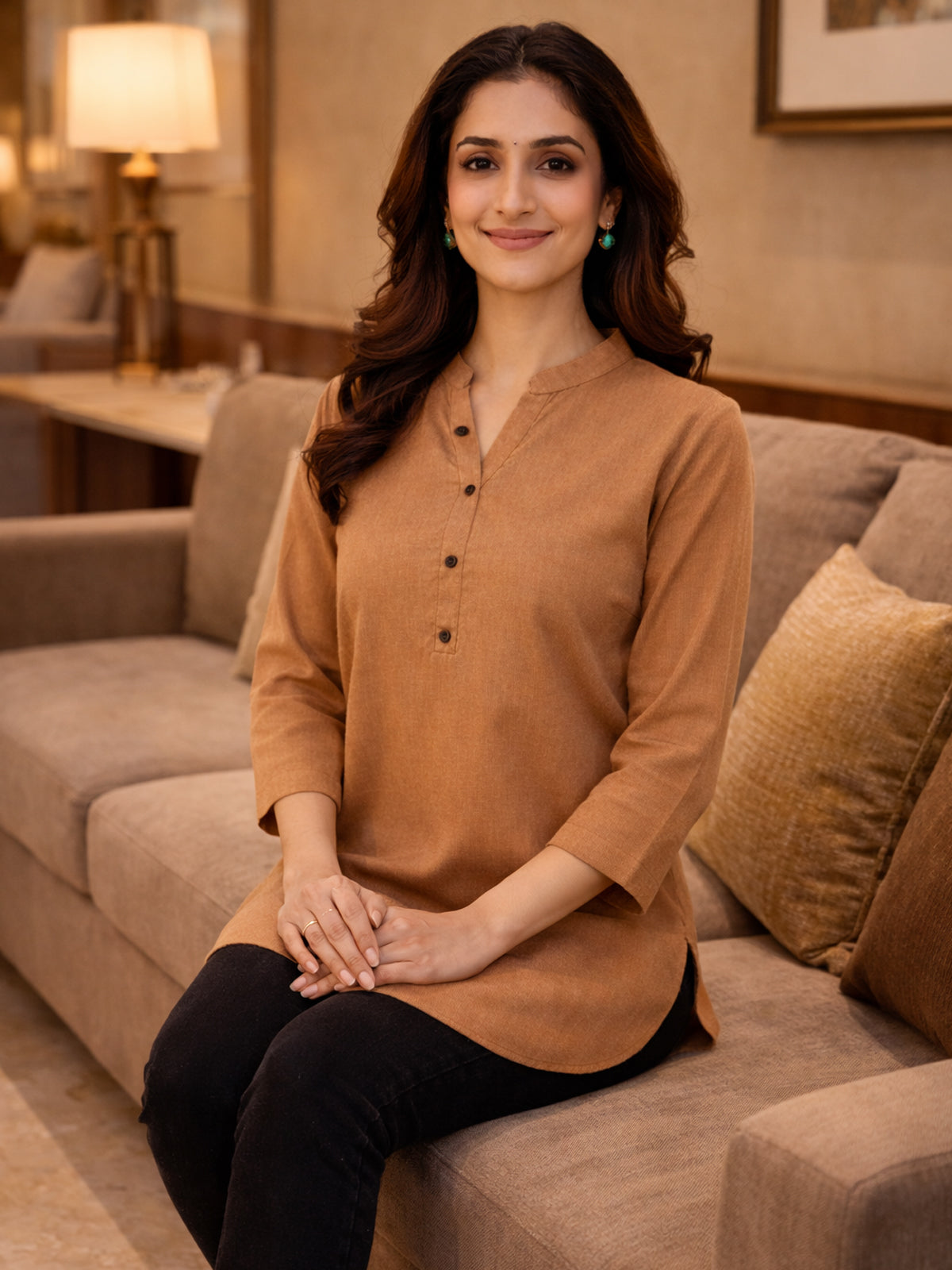 Brown Everyday Cotton Tops