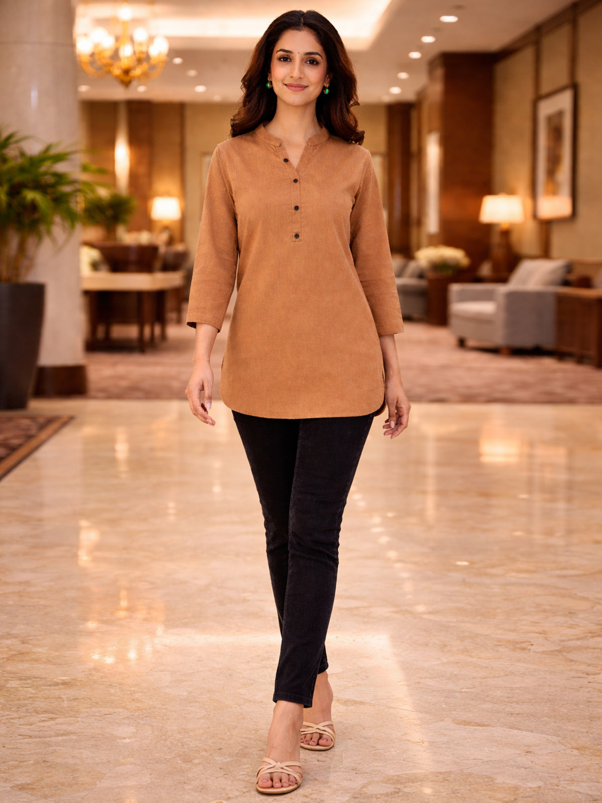 Brown Everyday Cotton Tops