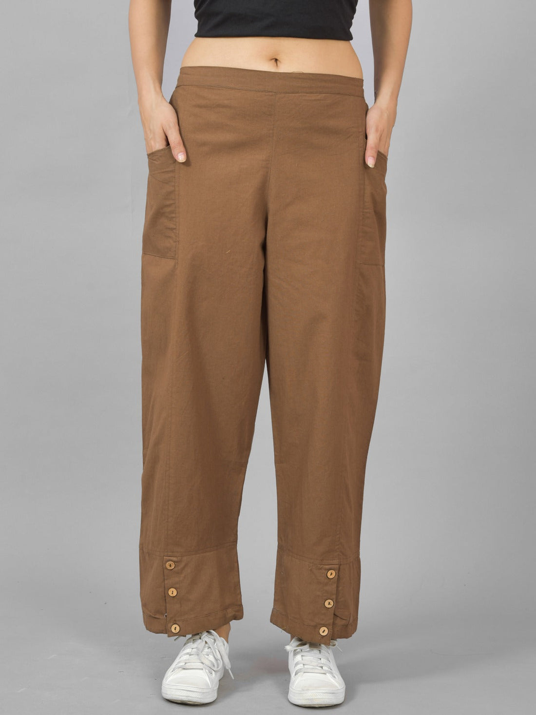 Brown & Wine Cotton Straight Cargo Pant Combo