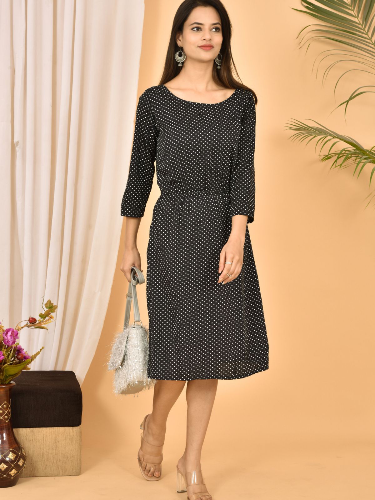 Black Printed Short Dress