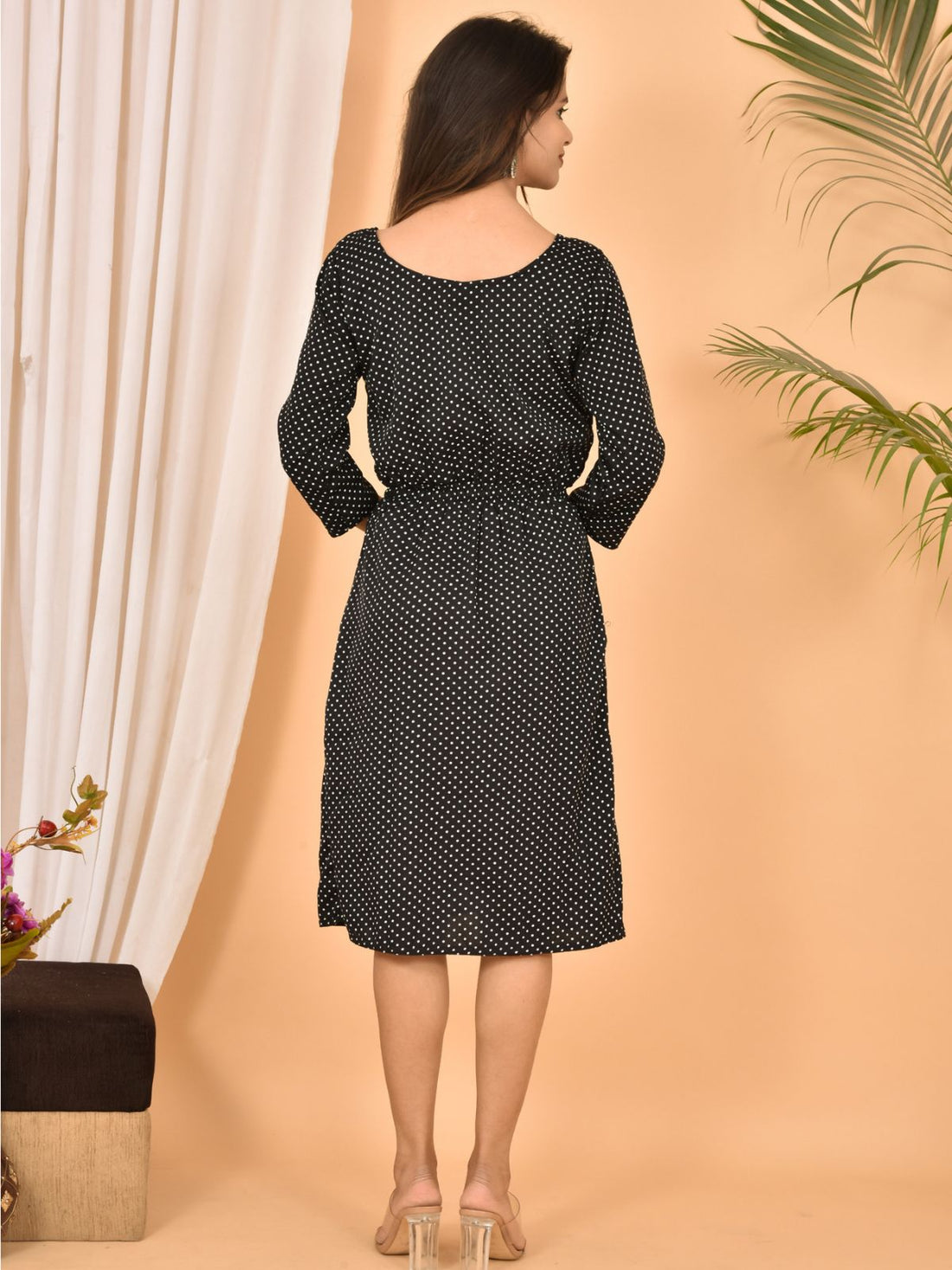 Black Printed Short Dress