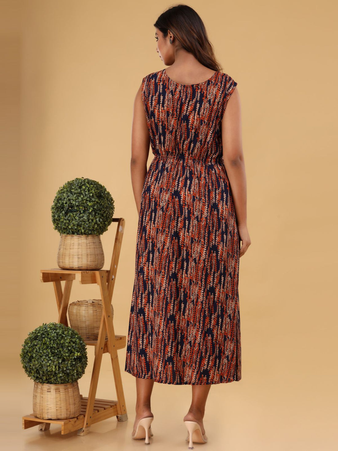 Blue Printed Maxi Dress