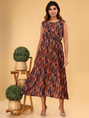 Blue Printed Maxi Dress