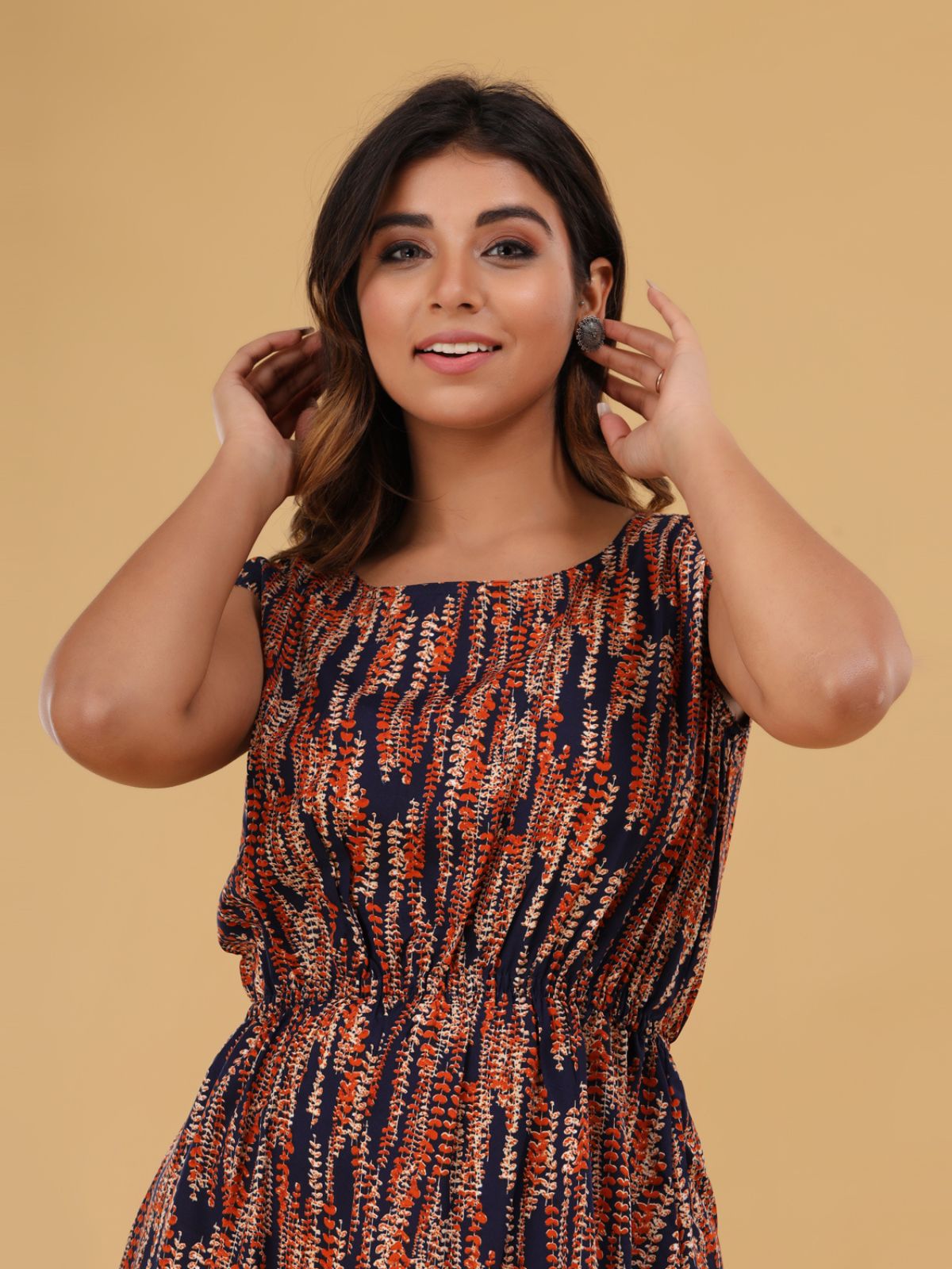 Blue Printed Maxi Dress