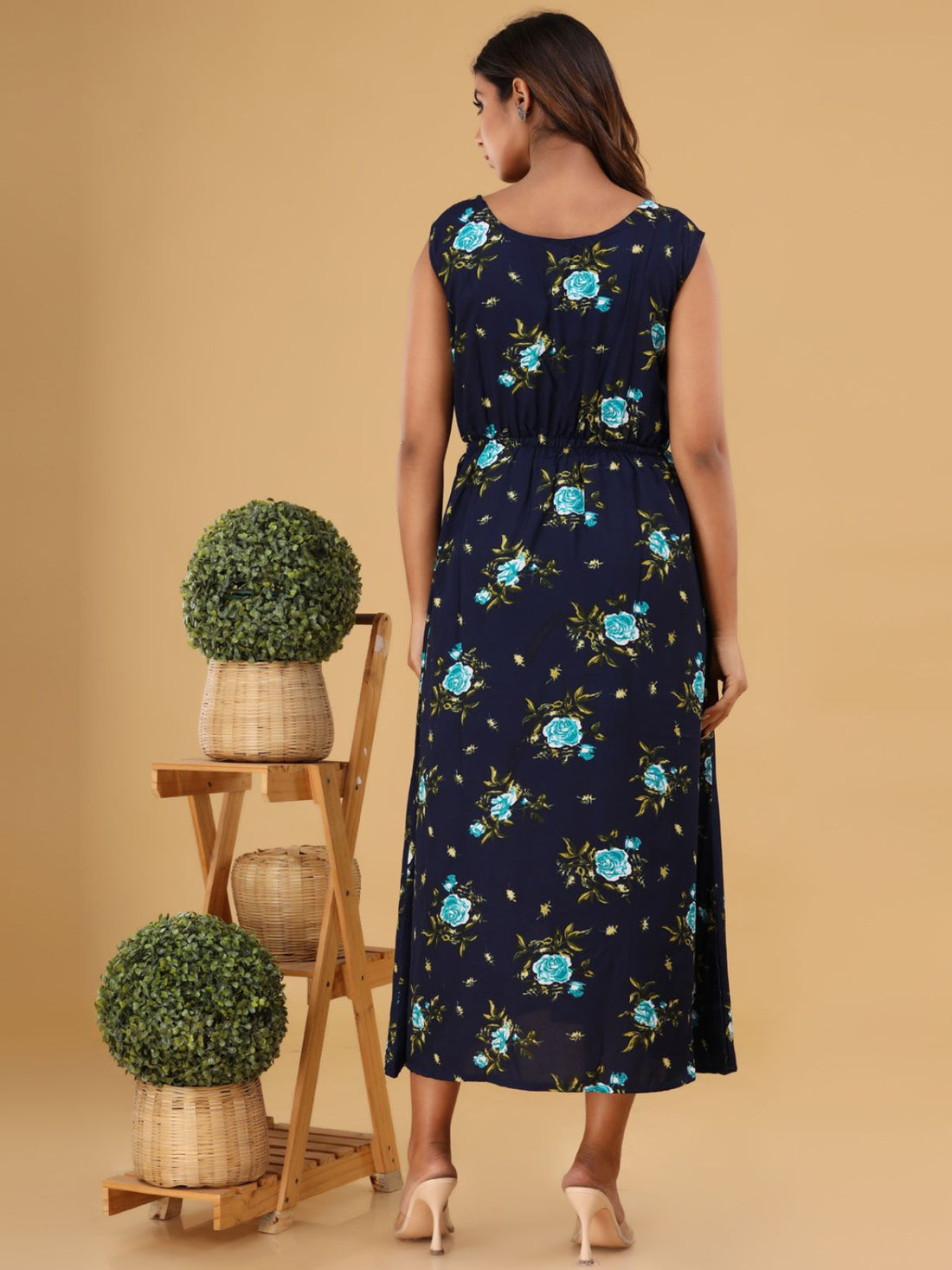 Blue Printed Maxi Dress