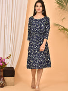 Blue Printed Short Dress