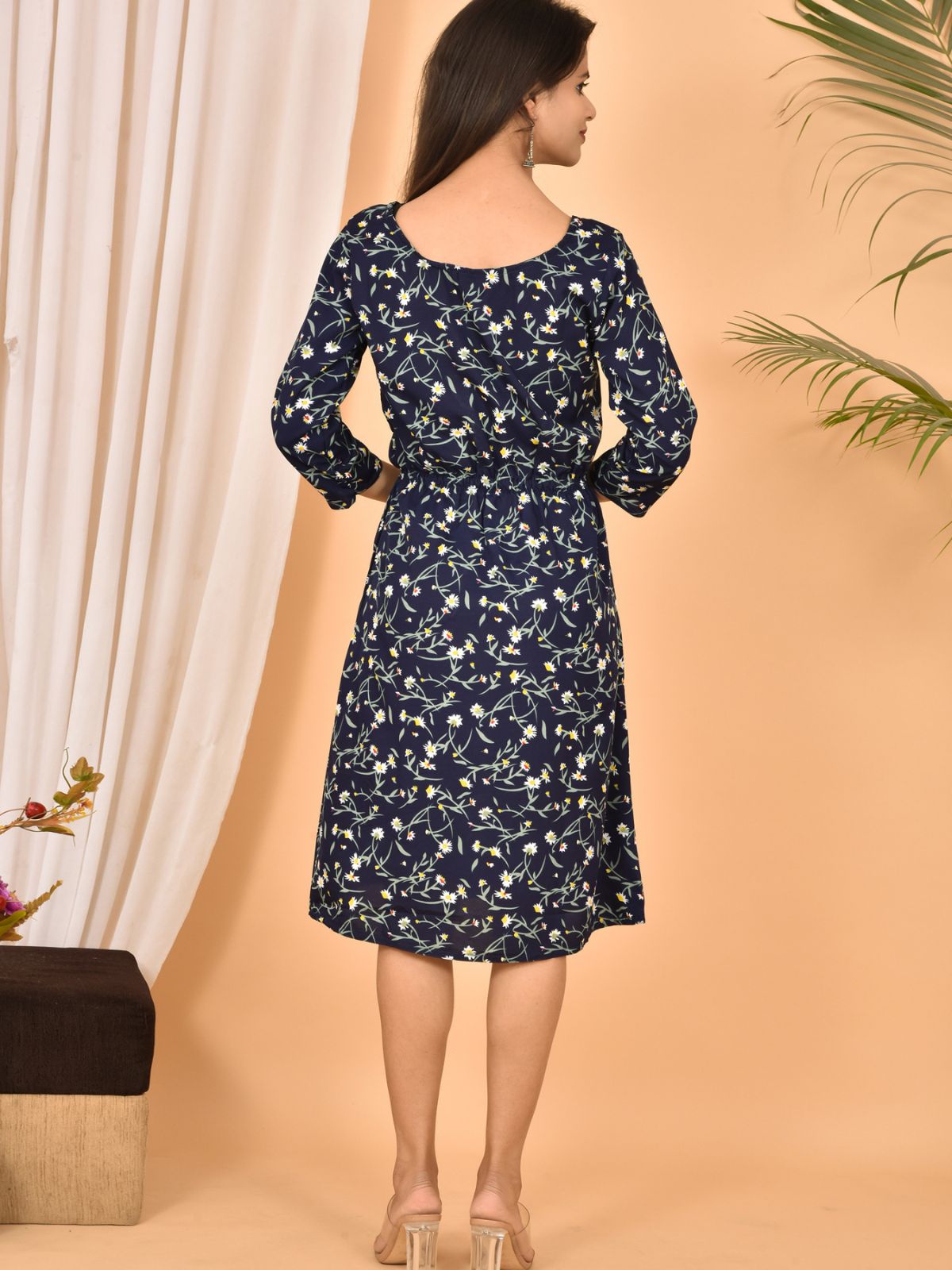 Blue Printed Short Dress