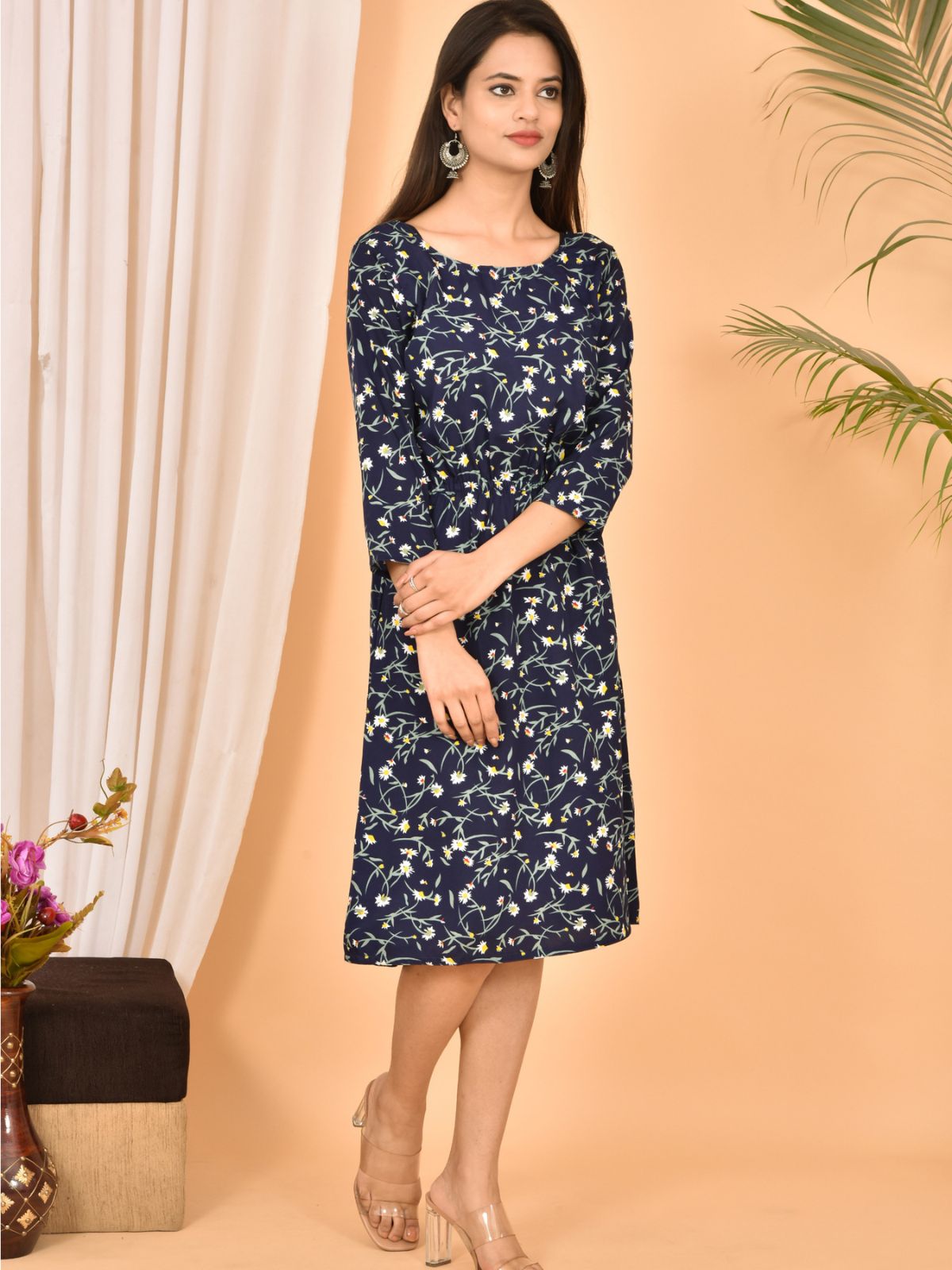 Blue Printed Short Dress