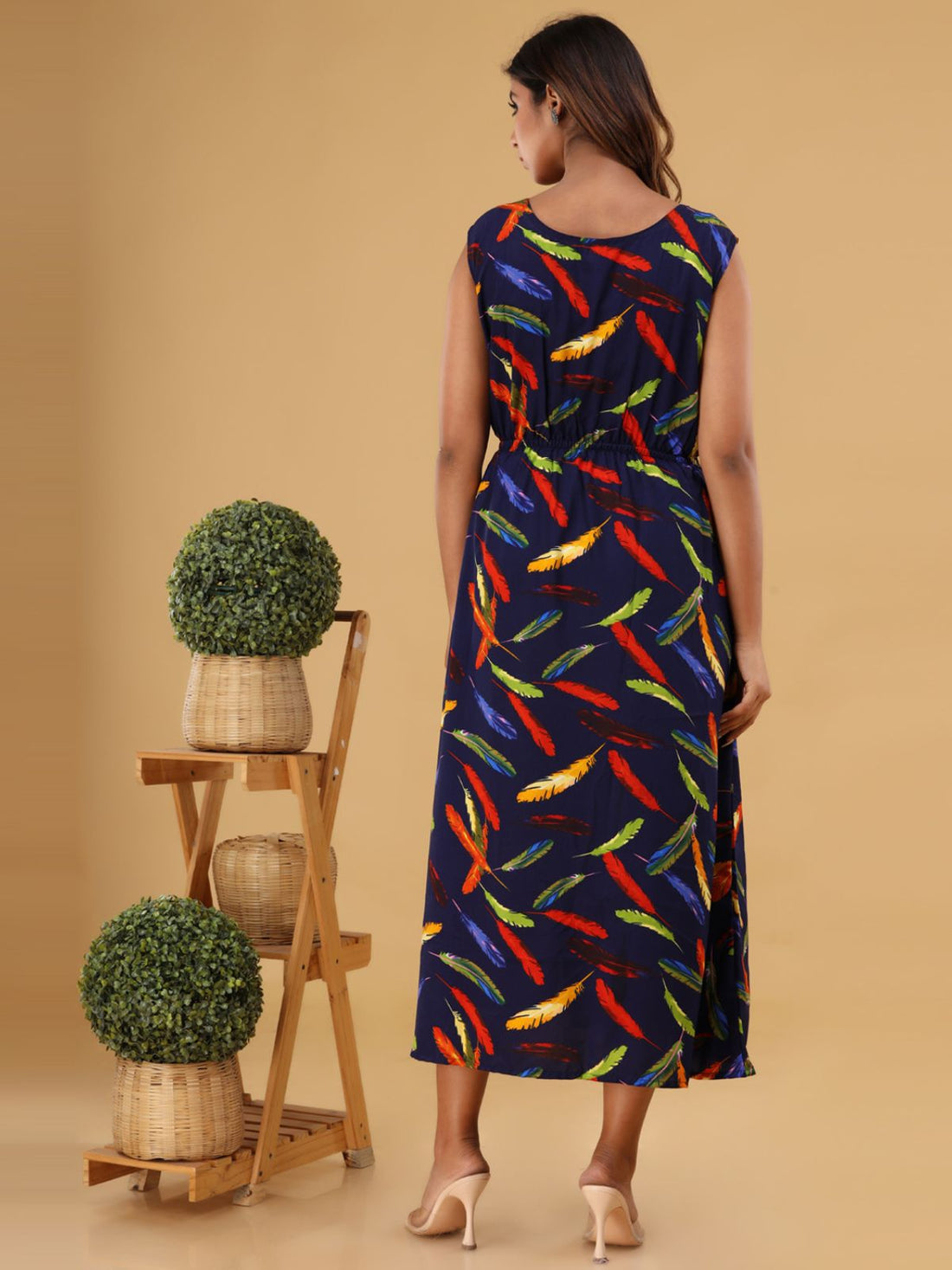 Blue Printed Maxi Dress