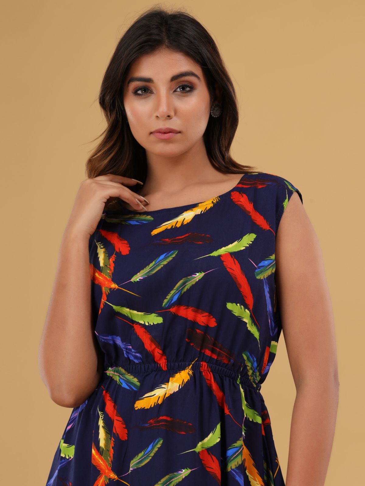 Blue Printed Maxi Dress